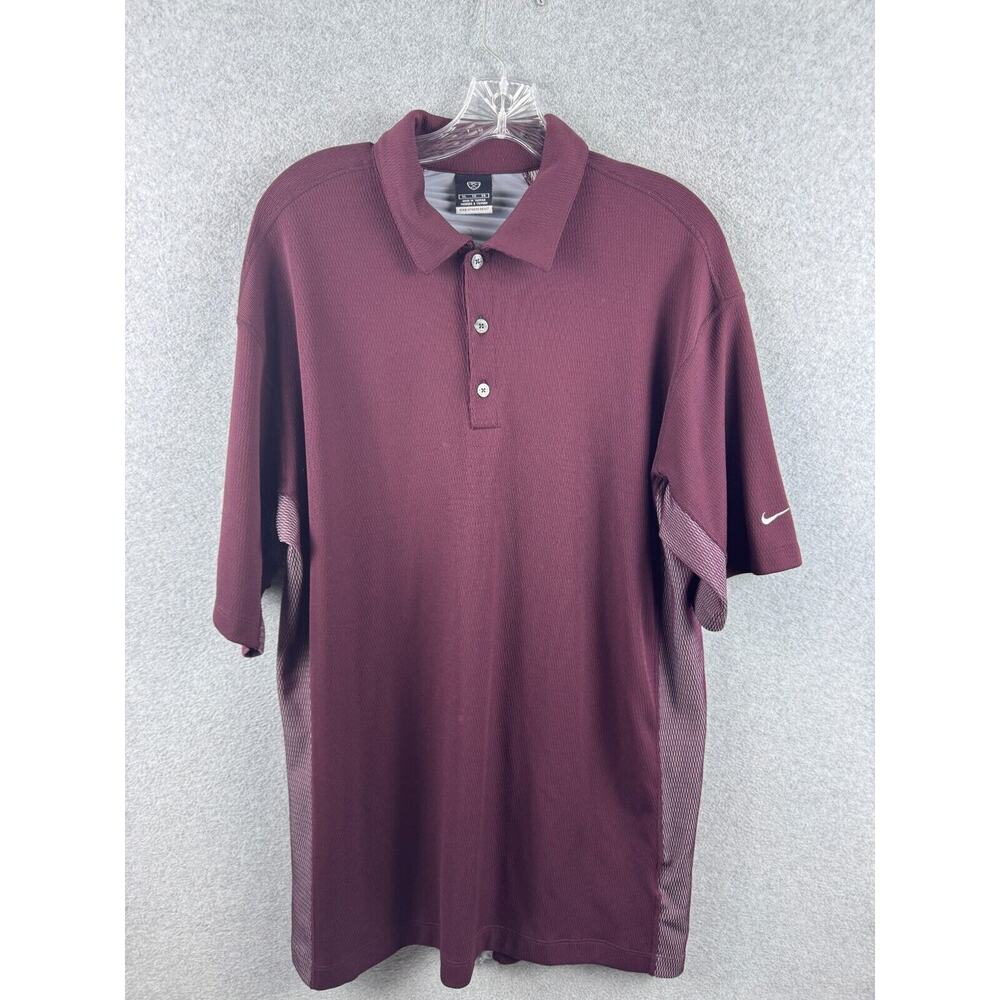 Nike Golf Sphere React Shirt Men's XL Maroon Short Sleeve Polo Preppy Activewear